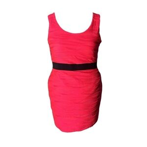 Bodycon mini dress bright pink dress with side zipper sleeveless dress